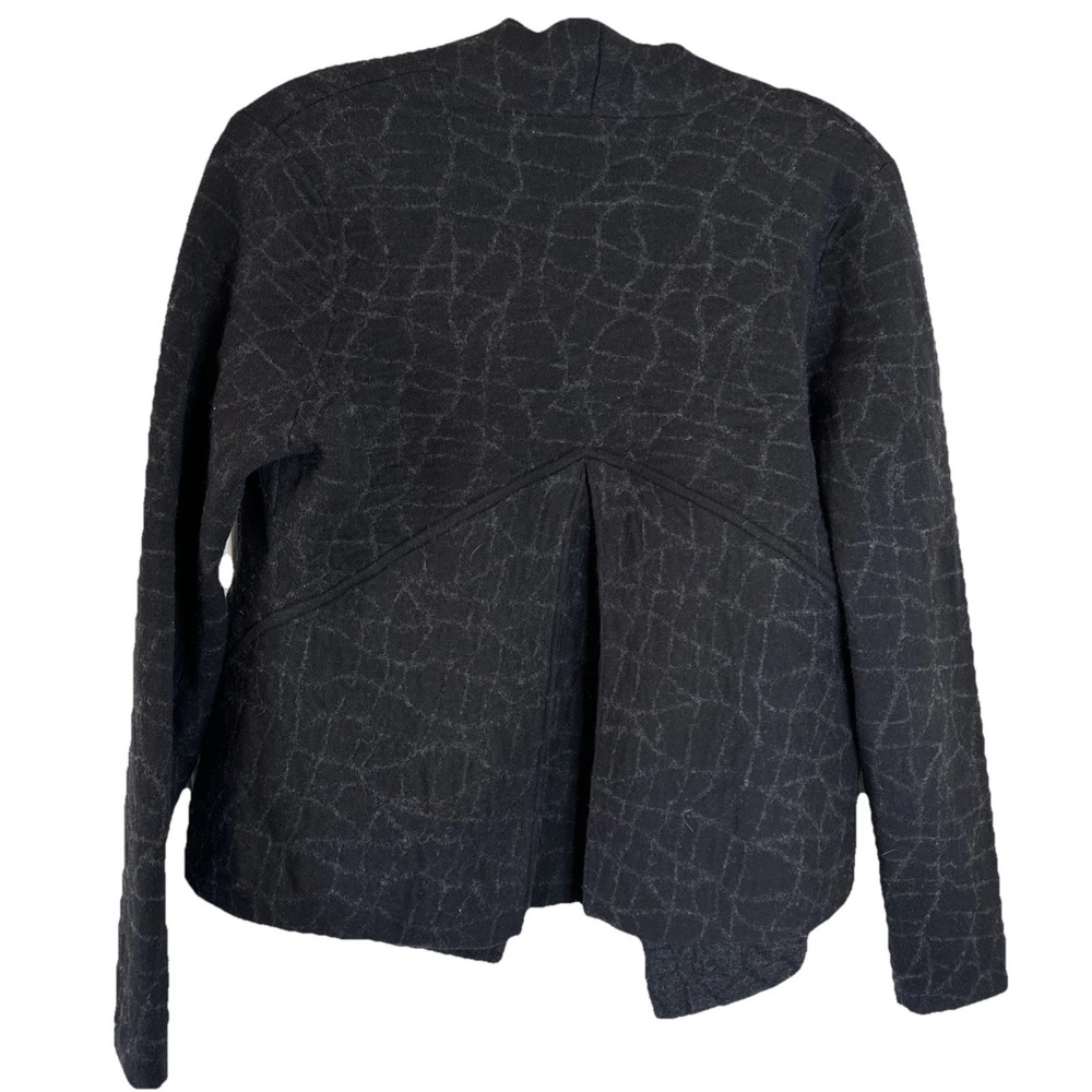 NWOT Eileen Fisher Mosaic Wool Blend Asymmetric Cardigan Sz‎ PM  Swtr Jacket Blk - Picture 2 of 6